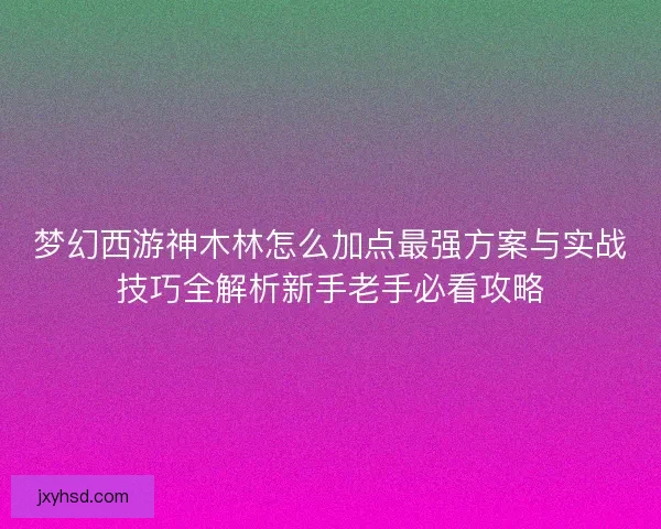 梦幻西游神木林怎么加点最强方案与实战技巧全解析新手老手必看攻略