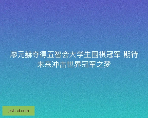 廖元赫夺得五智会大学生围棋冠军 期待未来冲击世界冠军之梦 廖元赫夺得五智会大学生围棋冠军 期待未来冲击世界冠军之梦