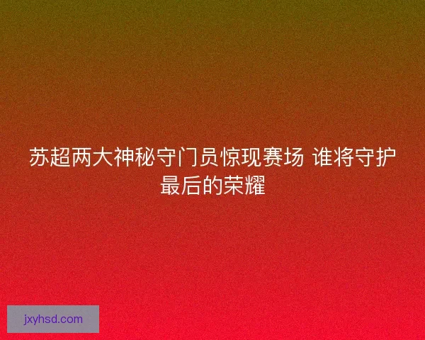 苏超两大神秘守门员惊现赛场 谁将守护最后的荣耀